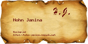 Hohn Janina névjegykártya